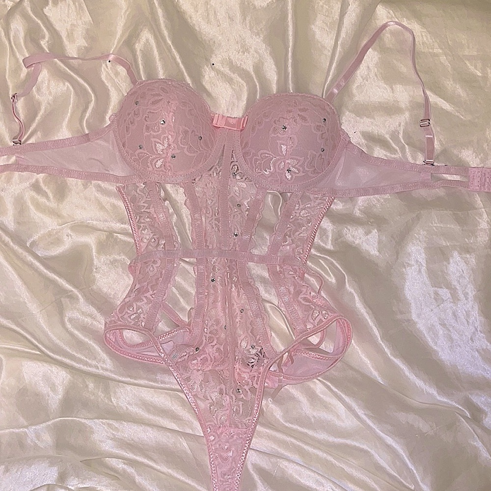 Spencer’s  Body Rage Lingerie Pink Rhimestones